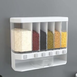 Home 6 slot cereal dispenser multifunctional wall mounted grain bucket container seal moisture proof bulk rice dispenser